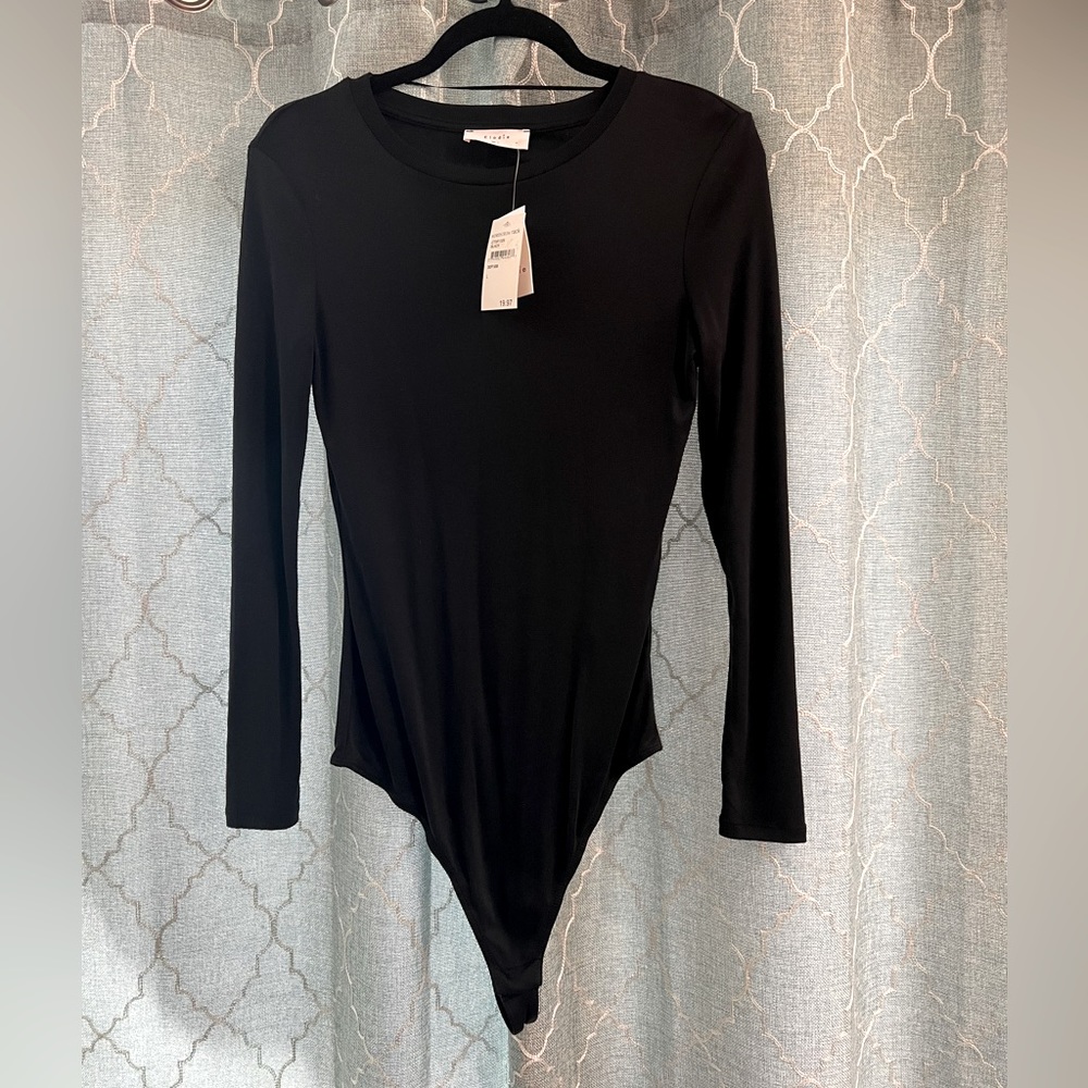 Elotie Black Ribbed Bodysuit | Women’s Size Large | Wardrobe Essential | NWT